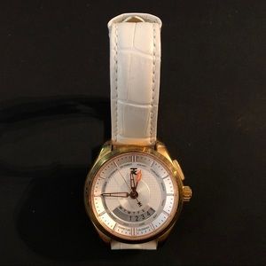 TX ladies watch, Rose Gold tone & White Leather